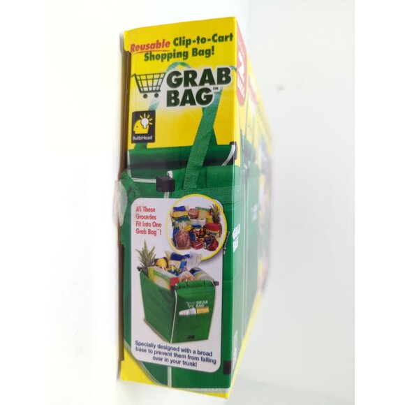 Grab Bag Set of 2 Reusable Shopping Bags Clip to Cart Grocery Pack and Carry - Picture 4 of 5